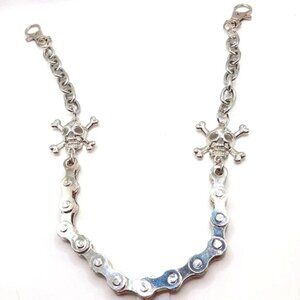 Skull and Crossbones Bike Chain Pants Or Wallet Chain 16 " Silver Tone
